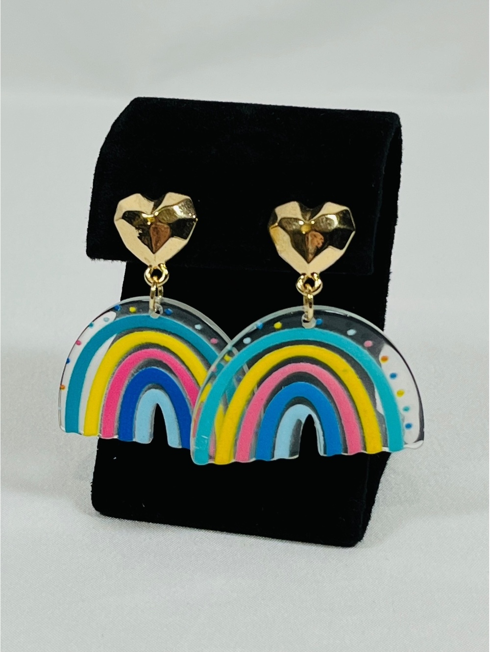 Rainbow Heart Dangle Earrings